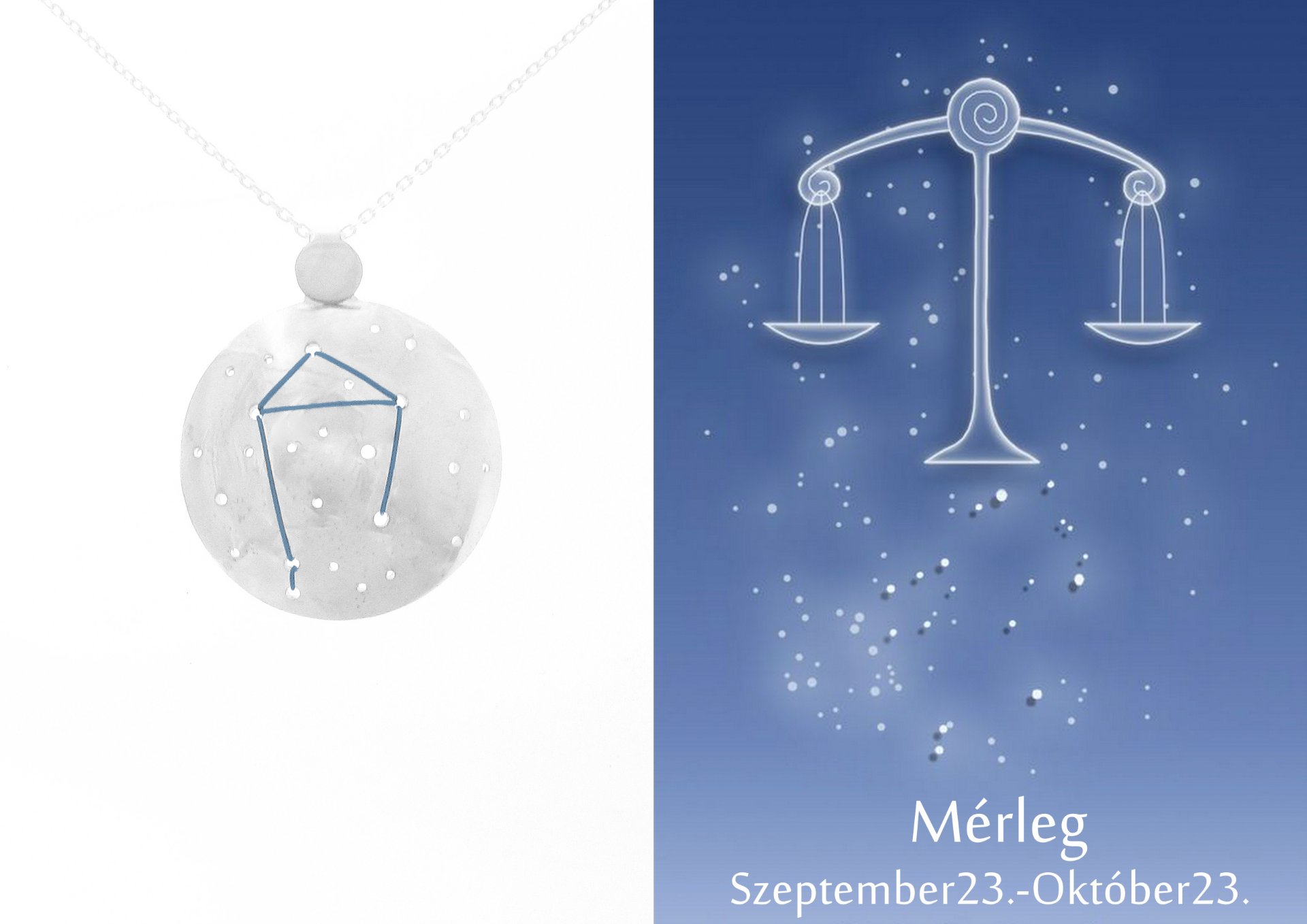 Mérleg csillagkép ezüst medál