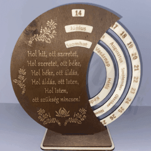 Gravírozott öröknaptár keresztény idézettel