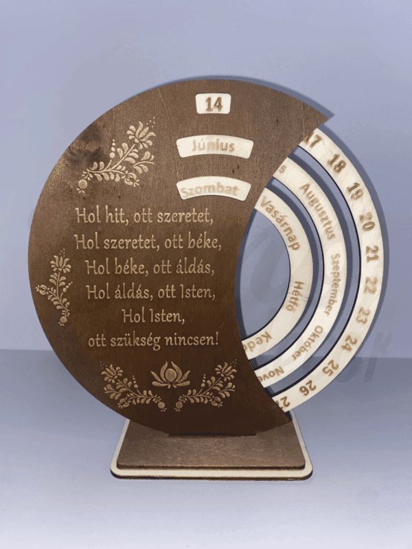 Gravírozott öröknaptár keresztény idézettel