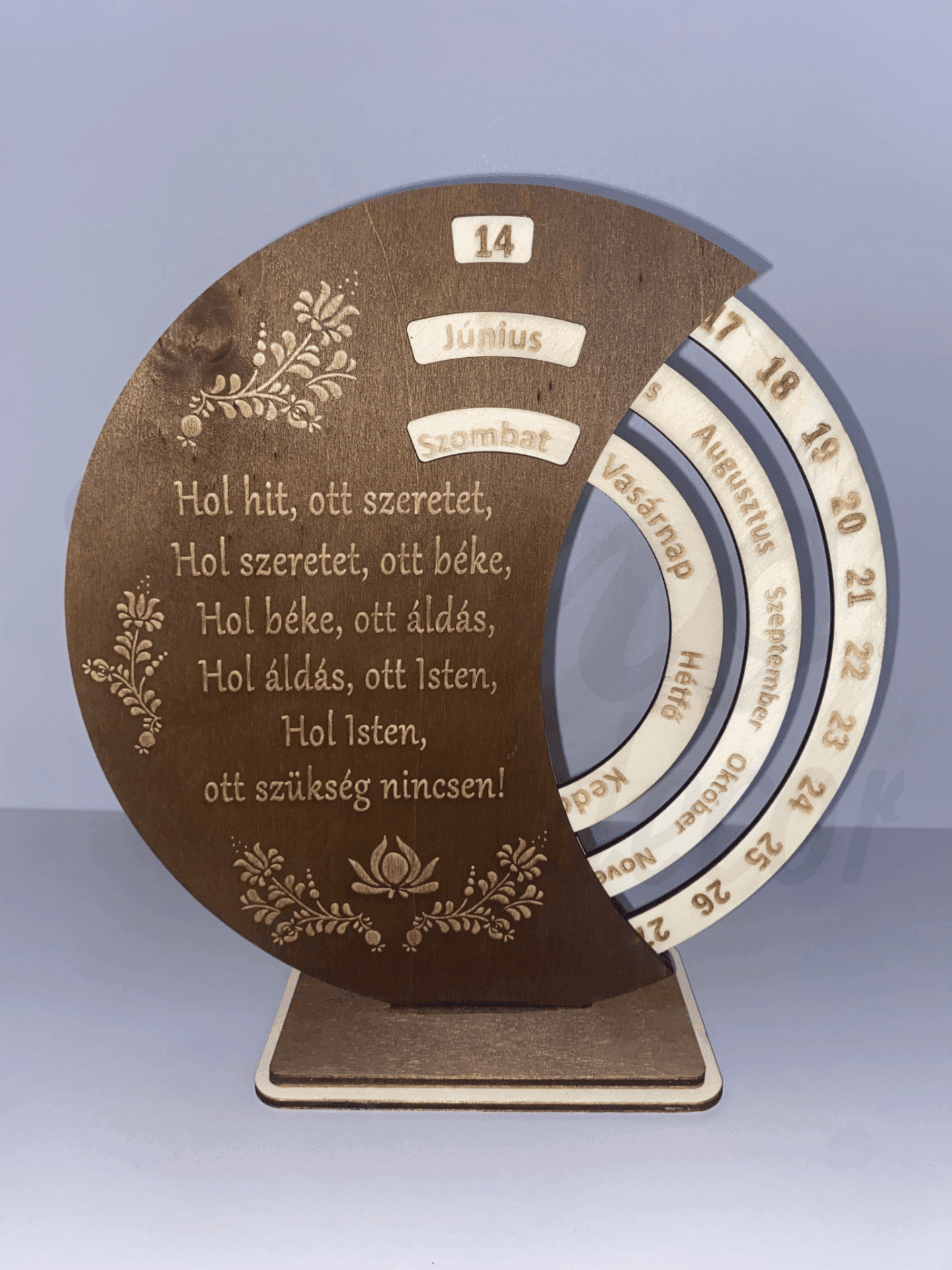 Gravírozott öröknaptár keresztény idézettel