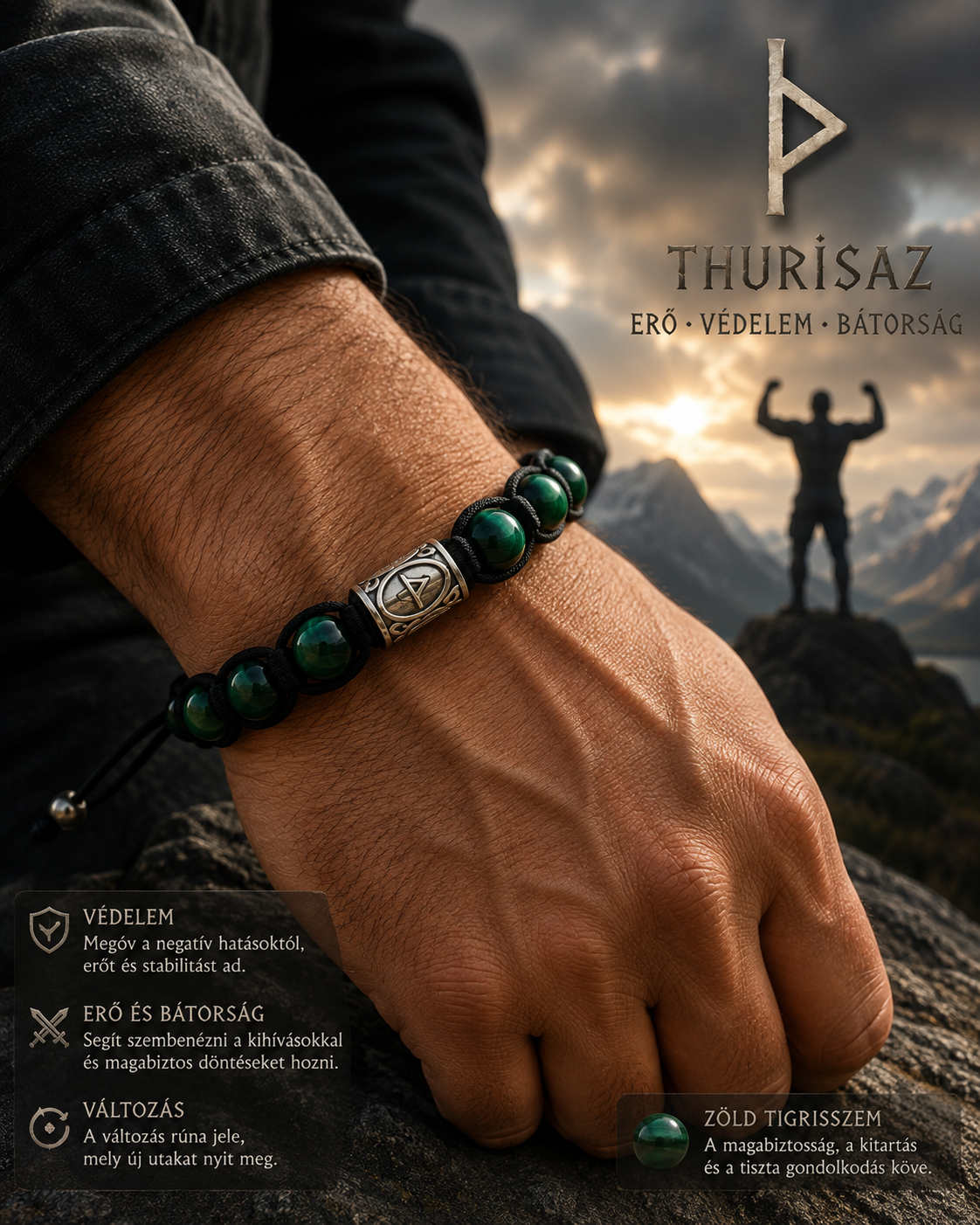 🛡️ Thurisaz – A bátorság az erő és védelem karkötője 🛡️