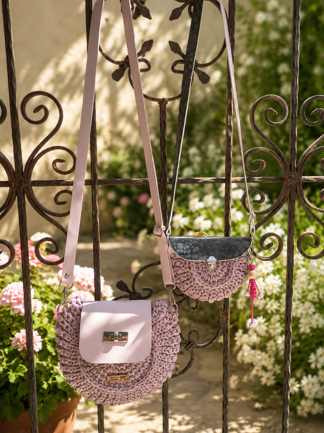 Horgolt crossbody táska páros kivitelben
