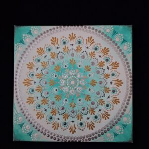 Türkiz Harmónia- Kézzel készült pontozott mandala
