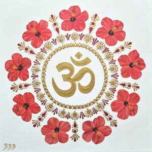 „Hibiszkusz mandala” olaj és akril festmény