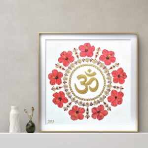 „Hibiszkusz mandala” olaj és akril festmény