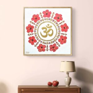 „Hibiszkusz mandala” olaj és akril festmény