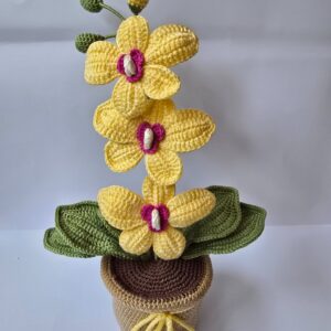 Horgolt kaspós orchidea