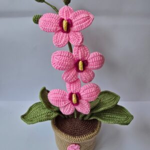 Horgolt kaspós orchidea