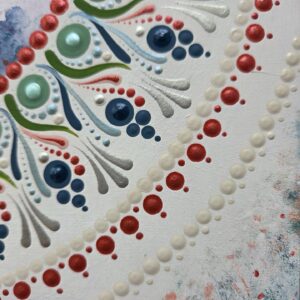 Namaste – kézzel festett pontozott mandala (30×30 cm)