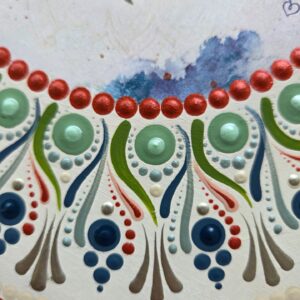 Namaste – kézzel festett pontozott mandala (30×30 cm)
