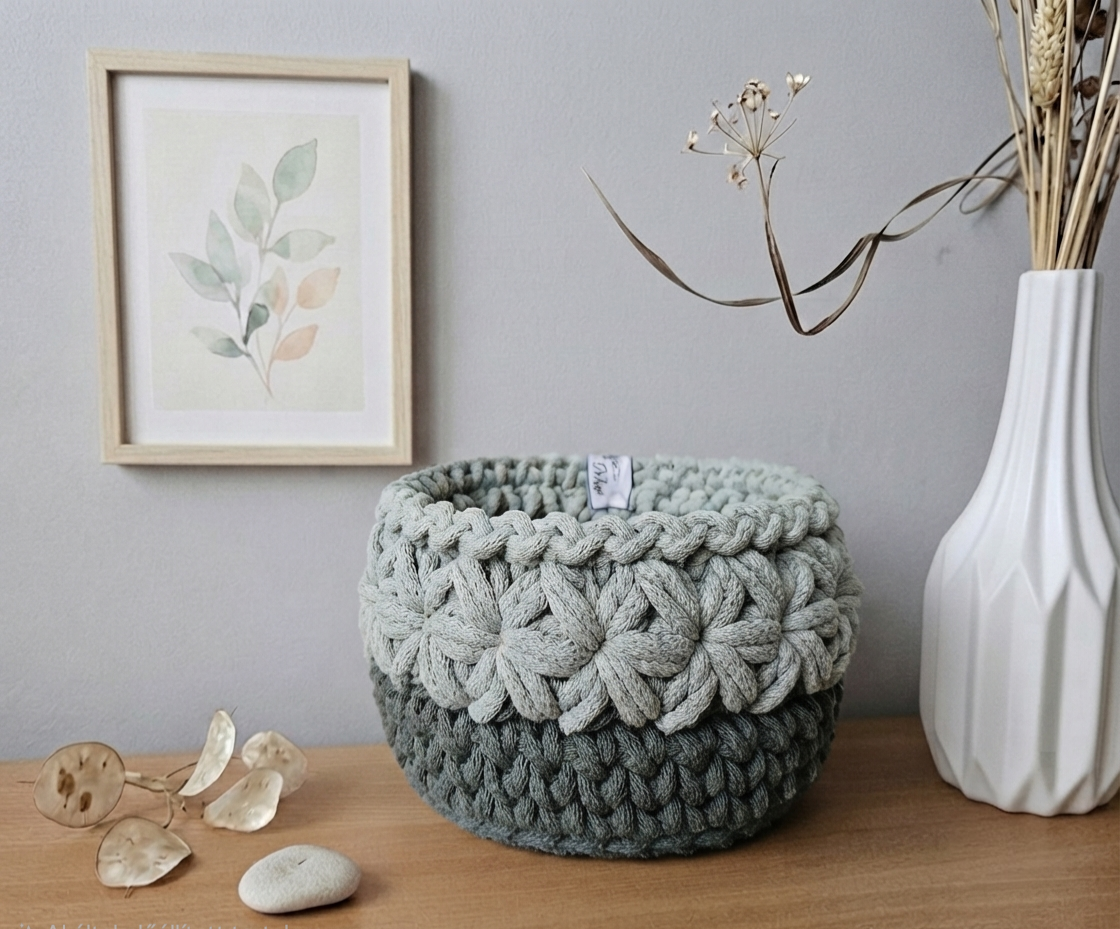 Manda jázmin mintás”sötét oliva/világos oliva”15cm