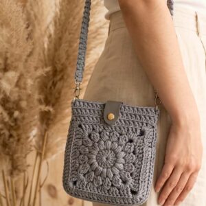 ZIBO Go horgolt crossbody táska – szürke