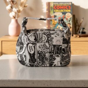 Fekete-fehér képregényes lunchbag
