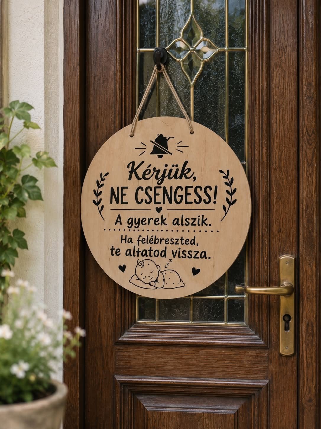 Pszt a baba alszik tábla
