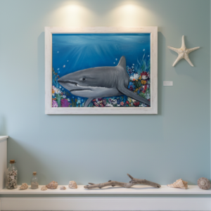 Bikacápa (Carcharhinus leucas) – Eredeti olajfestmény