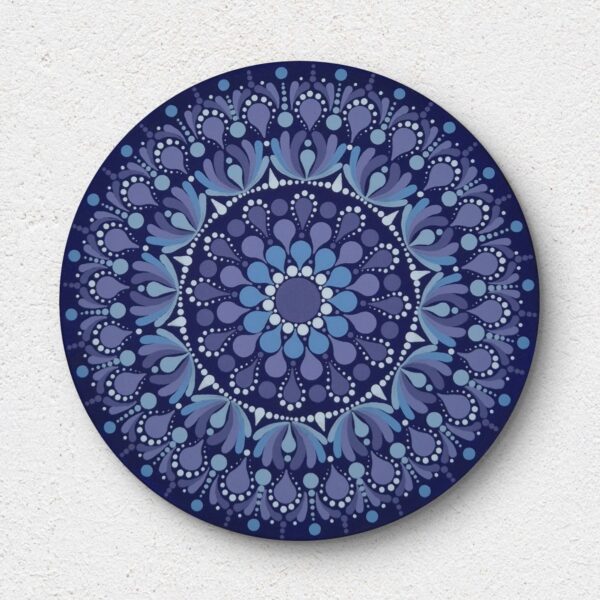 Kékeslila mini mandala – 20 cm átmérőjű akril festmény