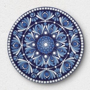 Kék mini mandala – 20 cm átmérőjű akril festmény