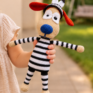 Zebrapizsamás kutyus, horgolt