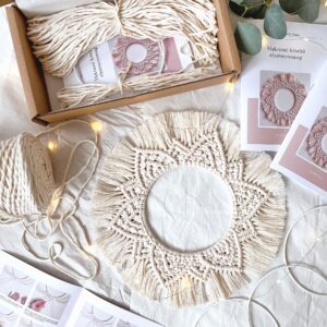 DIY Makramé Mandala csináld magad csomag – falidísz készítő kreatív ajándék, 6 színben
