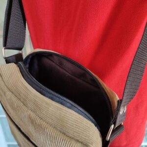 Férfi kordbársony válltáska – drapp/barna