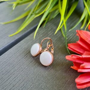 Hófehér – rosegold francia kapcsos fülbevaló