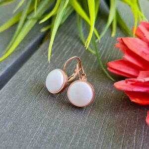 Hófehér – rosegold francia kapcsos fülbevaló