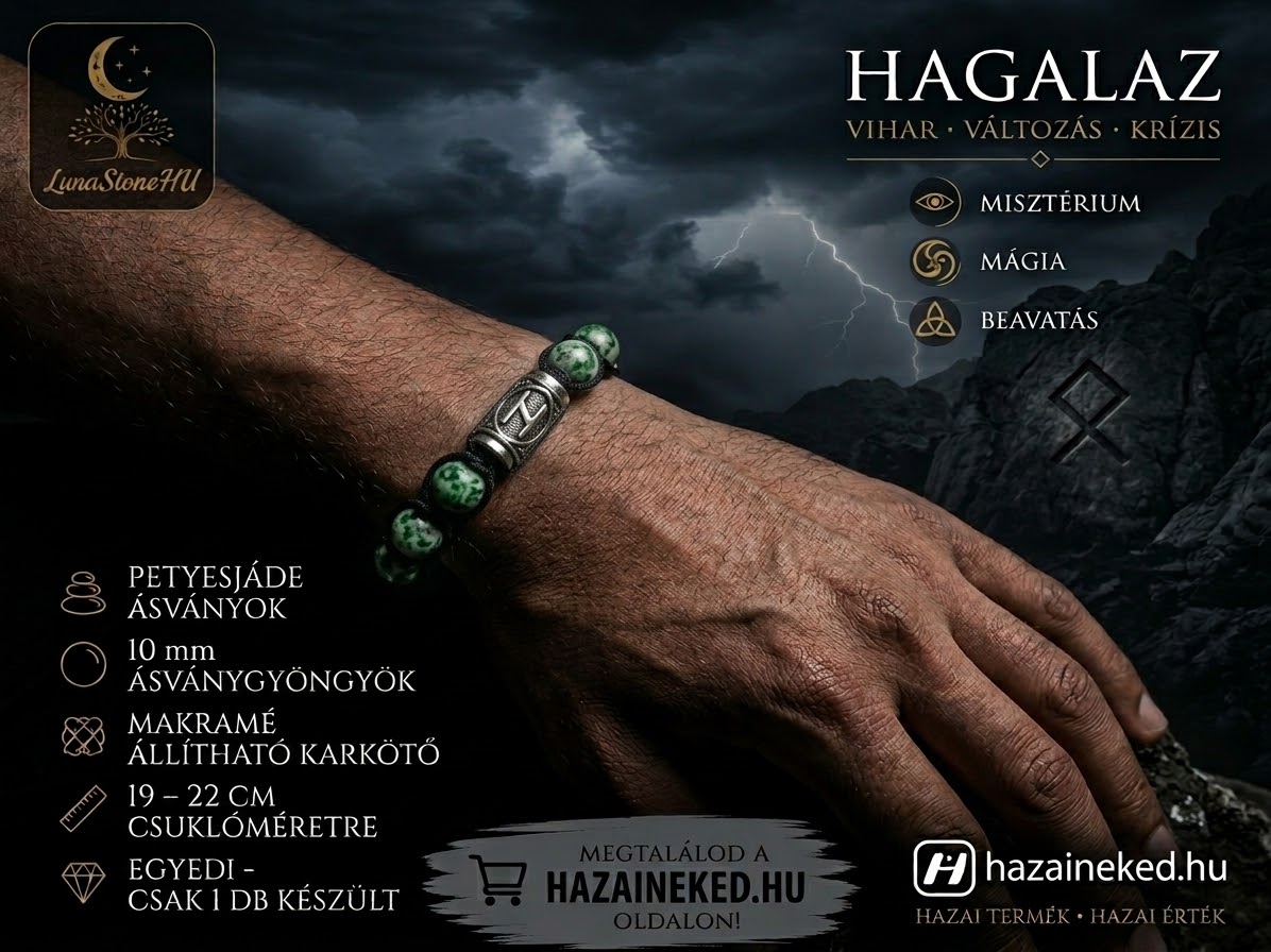 Hagalaz Rúna Férfi Ásványkarkötő