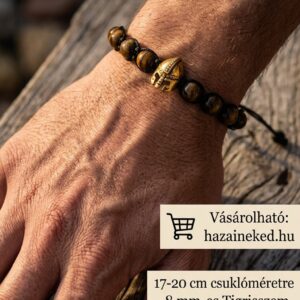Harcos Gladiátor Férfi Ásványkarkötő – 8 mm-es Tigrisszem Gyöngyökkel