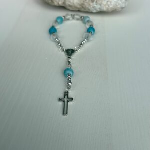 Tizedes rózsafüzér kék és áttetsző gyöngyből
