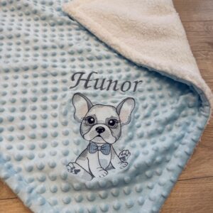 Hímzett Babatakaró – francia bulldog mintával