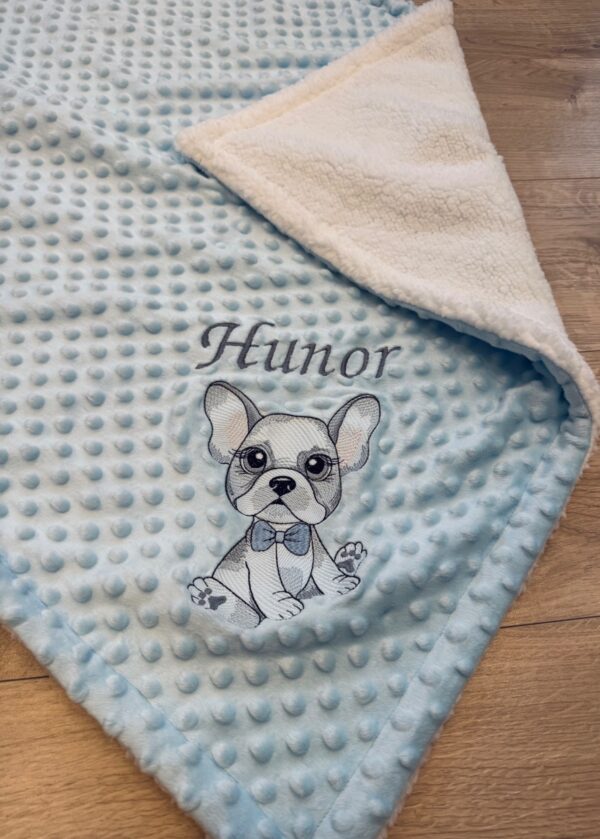 Hímzett Babatakaró – francia bulldog mintával