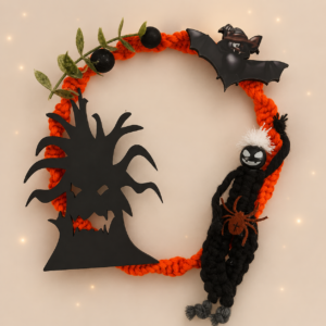 A kísértetfa kis őrzője – kézműves halloweeni ajtó- és falidekoráció