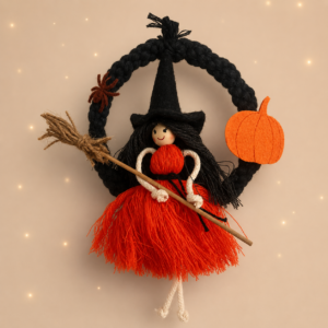 Tökjó Boszorka – kézműves halloweeni ajtó- és falidekoráció