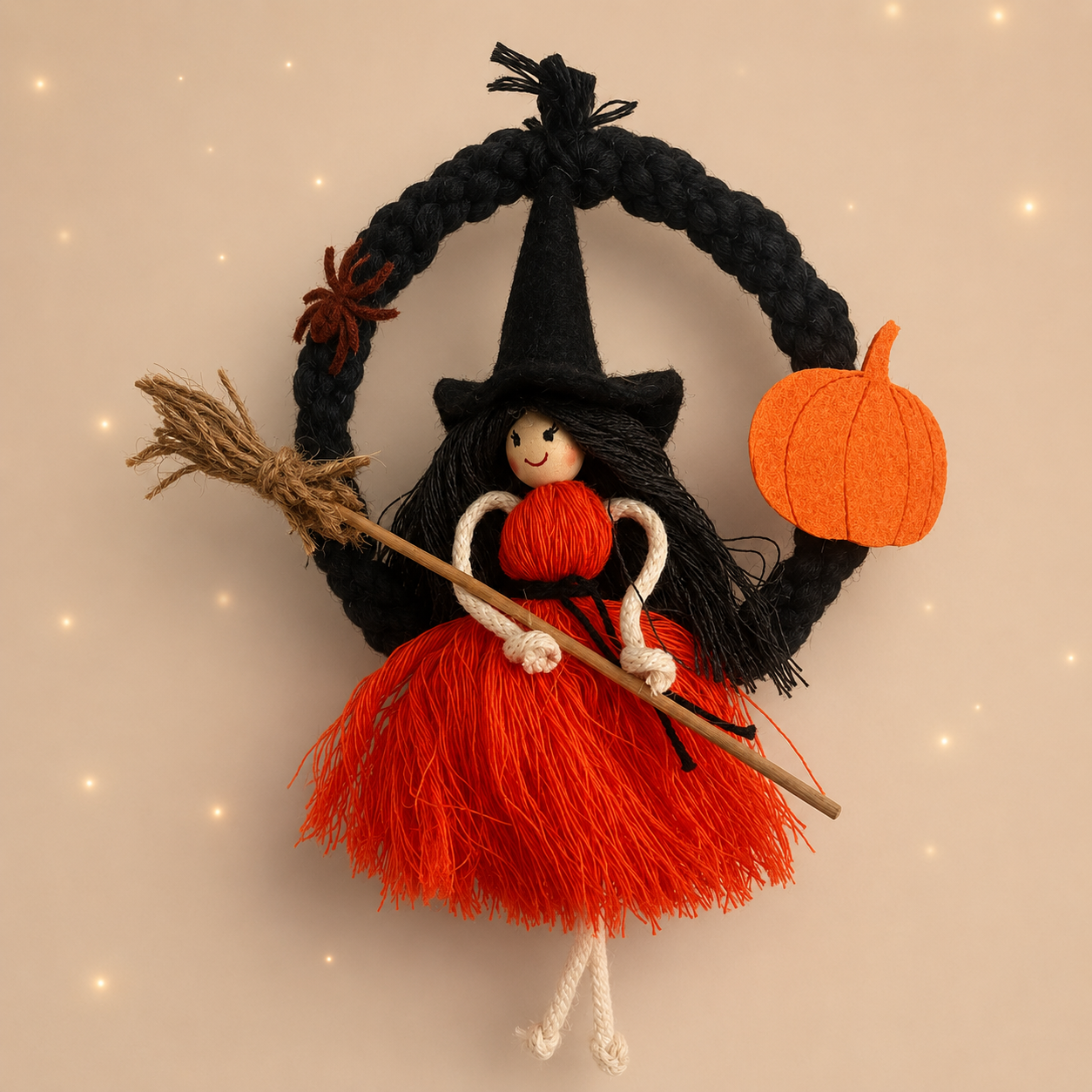 Tökjó Boszorka – kézműves halloweeni ajtó- és falidekoráció