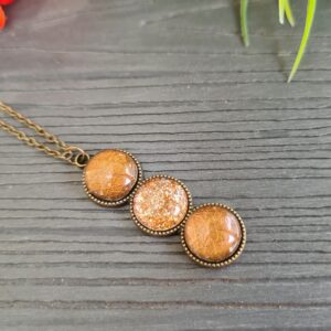 Sötét bronz – csillogó arany – bronz pötty nyaklánc