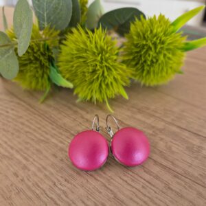 Metál pink – ezüst franciakapcsos fülbevaló