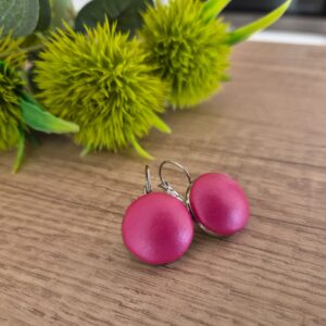 Metál pink – ezüst franciakapcsos fülbevaló