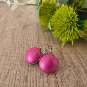 Metál pink – ezüst franciakapcsos fülbevaló