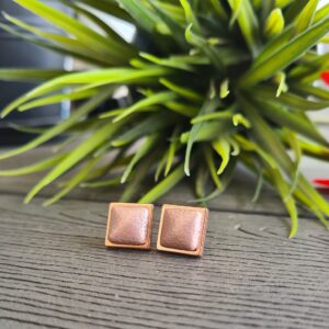 Metál púder – rosegold nemesacél négyzet fülbevaló