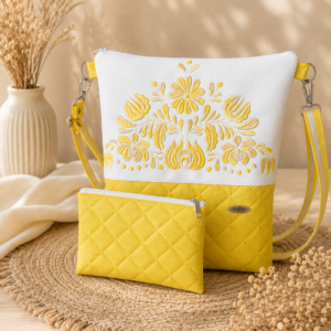 Kalocsai Napvirág – hímzett válltáska ajándék neszesszerrel 💛🌼