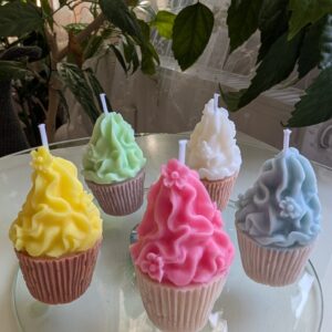 Mini cupcake gyertya csomag – 5 db-os szett, választható színekben (8 cm)