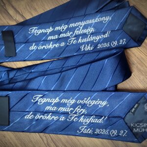 Nyakkendő személyre szóló feliratozással örömapáknak, tanúfelkérőnek.