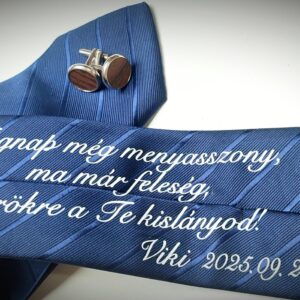 Nyakkendő személyre szóló feliratozással örömapáknak, tanúfelkérőnek.