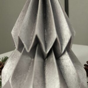 Kis fenyő origami dísz grafitmetál színben KF013