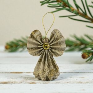 Ekrü, beige, arany mintás papírangyalka PANAR0107