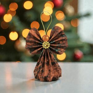 Bronz, türkiz márványos mintájú papírangyalka PANAR0119