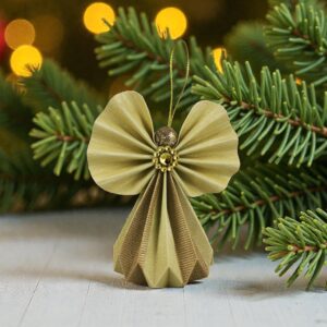 Krémszínű, arany papírangyalka PANAR0120