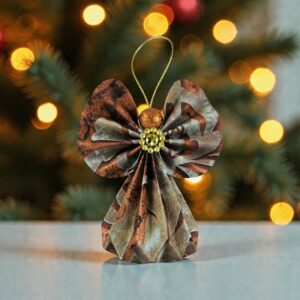 Bronz mintás papírangyalka függődísz PANAR0123