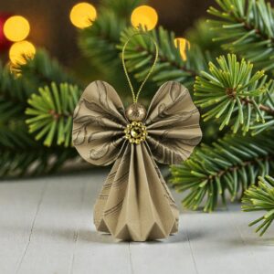 Beige, barna mintás papírangyalka PANAR0125