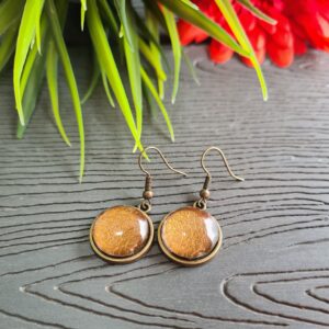 Metál sötét bronz – bronz lógós fülbevaló